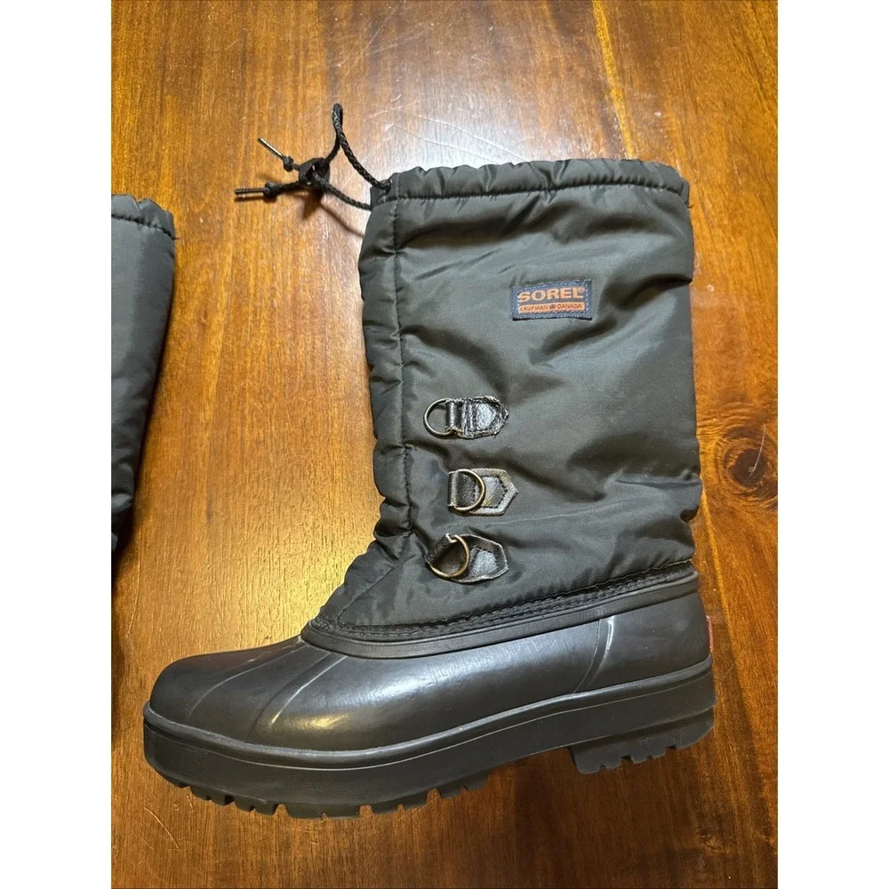 Vintage Sorel Kaufman Canada Snow Boots Womens 8‎ Black Pac Boots Felt Liner